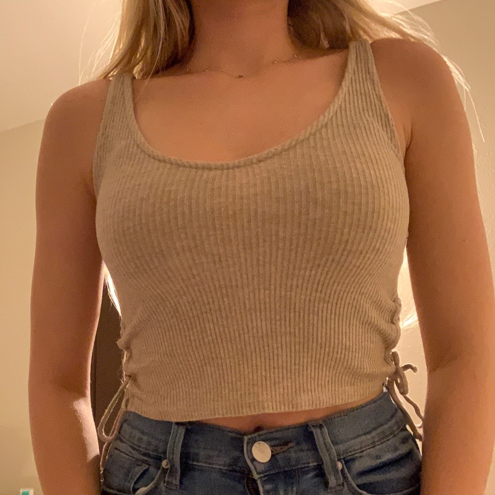 Urban Outfitters Tan Tie Crop Top